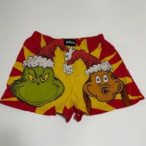 Dr. Seuss The Grinch‎ and Max Boxer Shorts Mens Size L/XL Cartoon Red Yellow